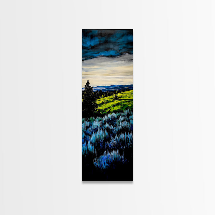 Rolling Hills, Blue and Green Landscape Art, Farmhouse Wall Decor, Modern Countryside Painting, Living Room or Office Art, Canvas Print