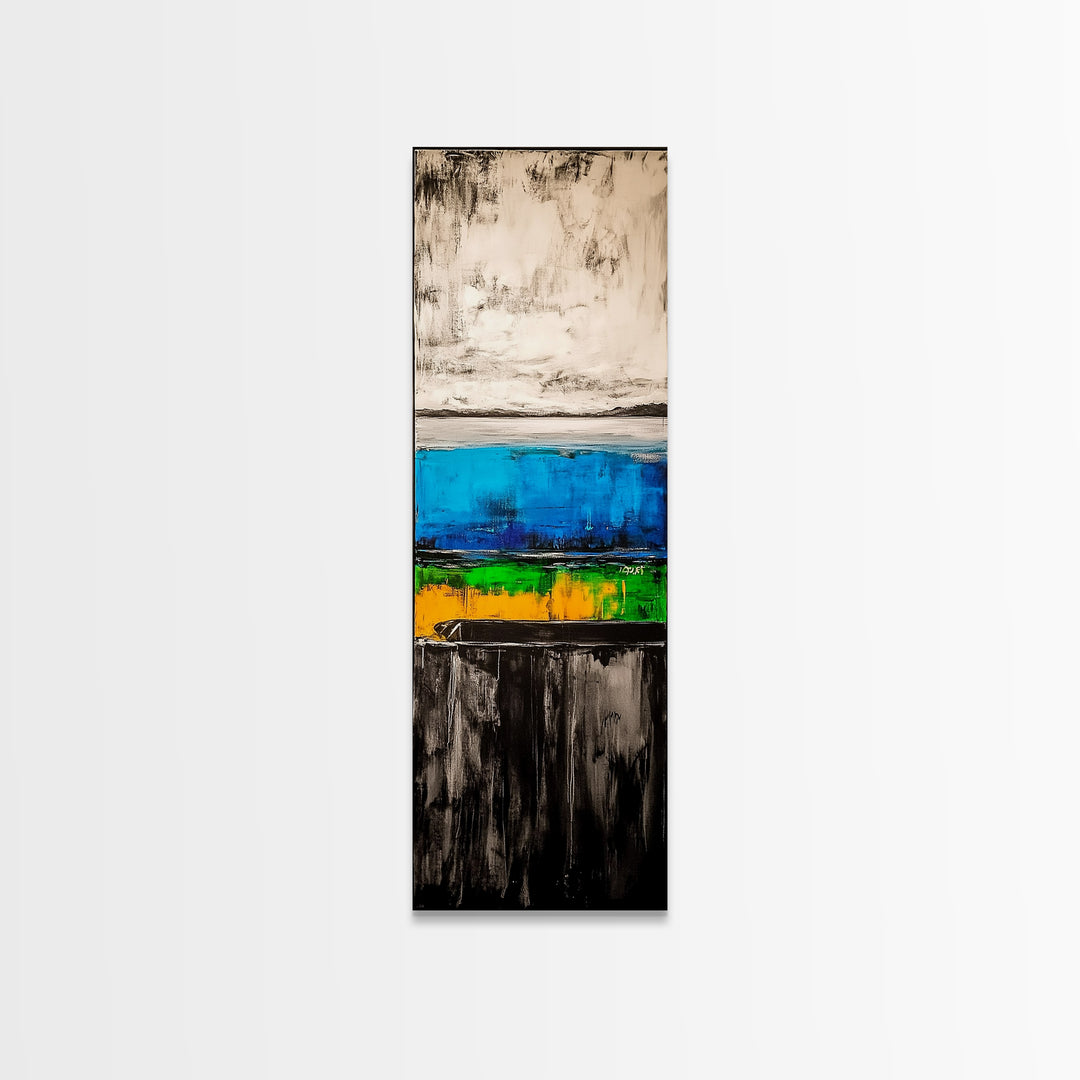 Abstract Ocean, Modern Art, Coastal Wall Decor, Blue and Yellow Painting, Framed Canvas Print, Minimalist Art, Contemporary Home Decor
