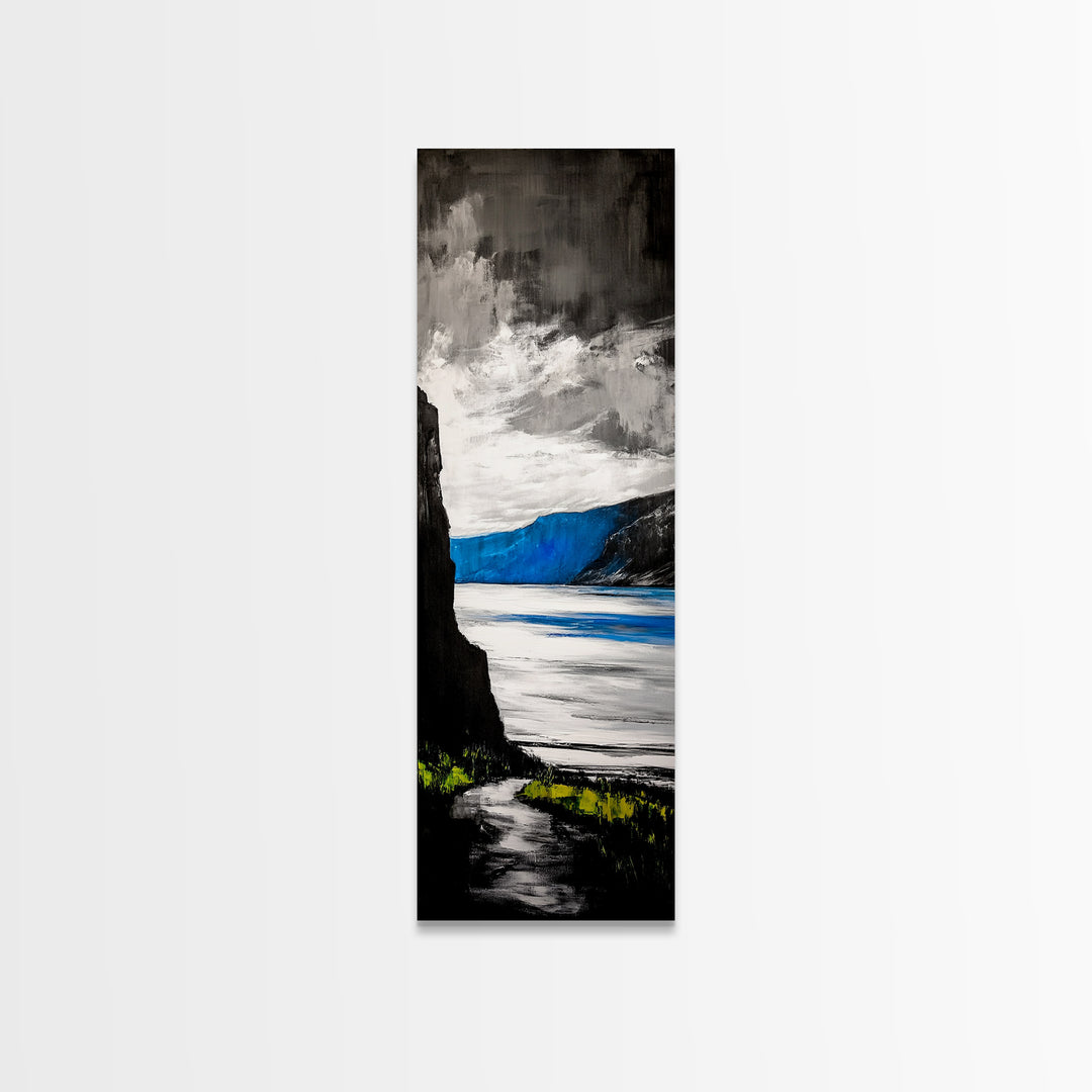 Coastal Cliffs, Ocean Landscape, Abstract Seascape, Modern Art, Canvas Print, Living Room Wall Art, Blue Gray Art, Minimalist Decor