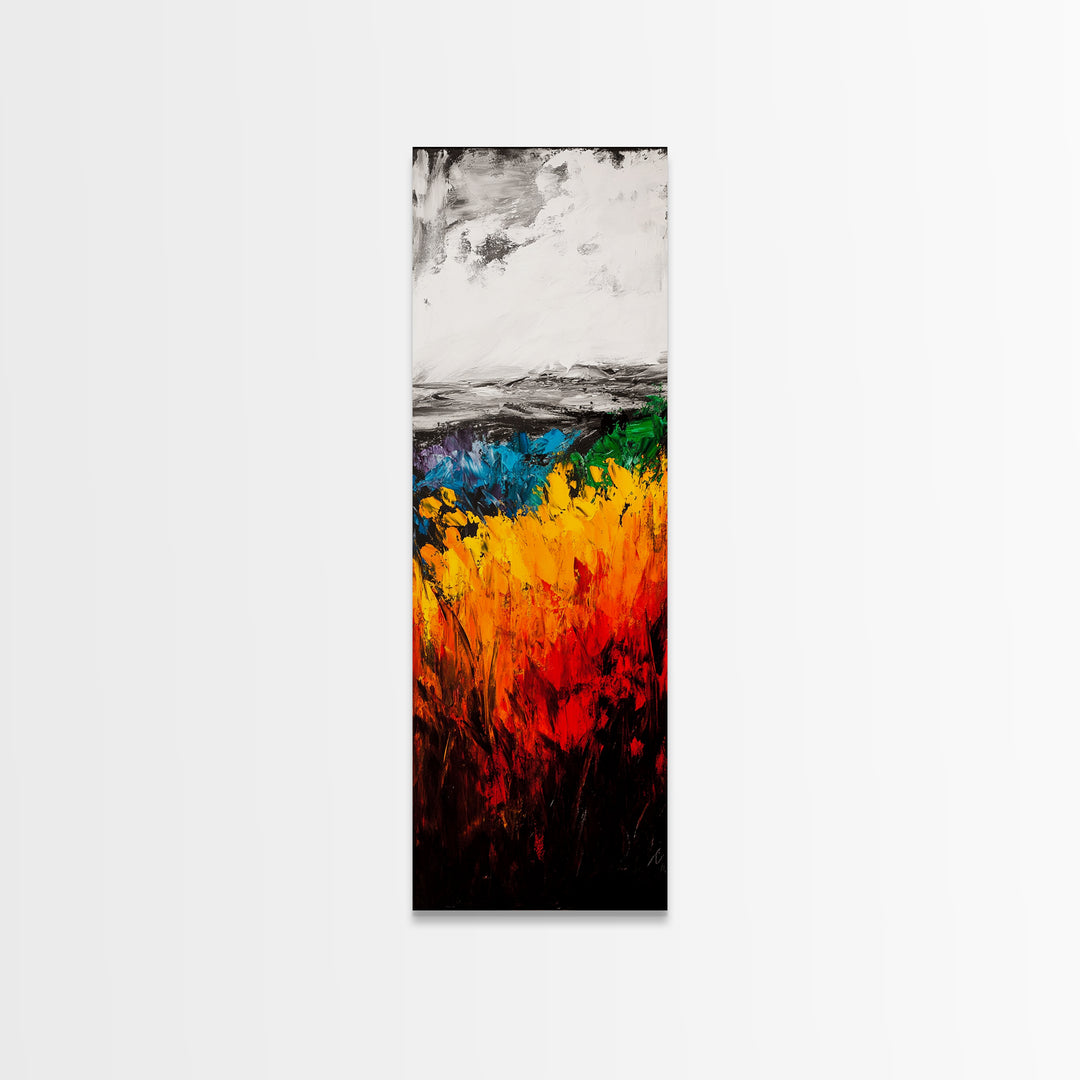 Vibrant Field Painting, Abstract Landscape Art, Bold Colorful Decor, Framed Canvas Print, Boho Wall Art, Living Room Statement Piece