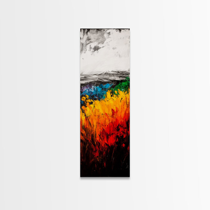 Vibrant Field Painting, Abstract Landscape Art, Bold Colorful Decor, Framed Canvas Print, Boho Wall Art, Living Room Statement Piece