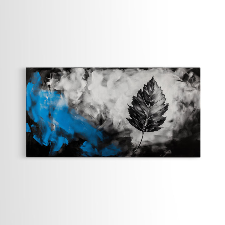 Black Leaf, Abstract Nature Art, Monochrome Wall Art, Canvas Print, Modern Minimalist Decor, Office Wall Art, Boho Art