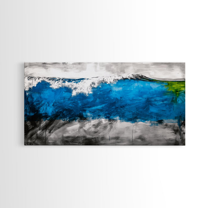 Abstract Ocean, Blue Wave, Coastal Art, Nautical Decor, Living Room Wall Art, Contemporary Seascape, Beach Theme, Framed Canvas Print