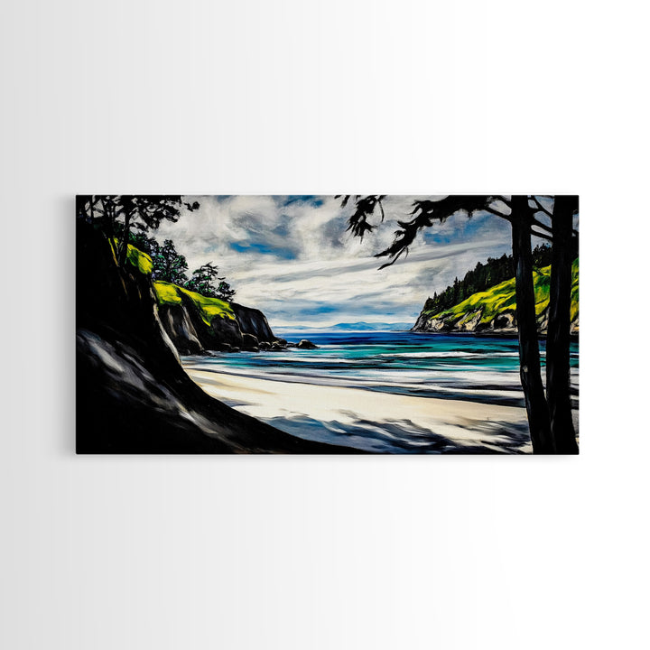 Coastal View, Ocean Cliffs, Nature Scene, Canvas Print, Beach Wall Art, Relaxing Home Decor, Nautical Theme, Large Seascape Painting