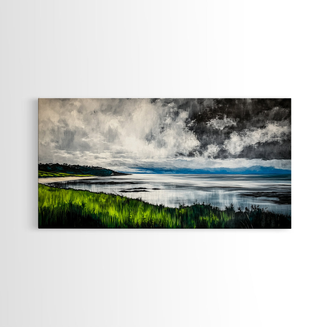 Stormy Ocean, Dramatic Sky, Coastal Print, Seascape Painting, Living Room Art, Moody Landscape, Large Framed Canvas Print, Nautical Art