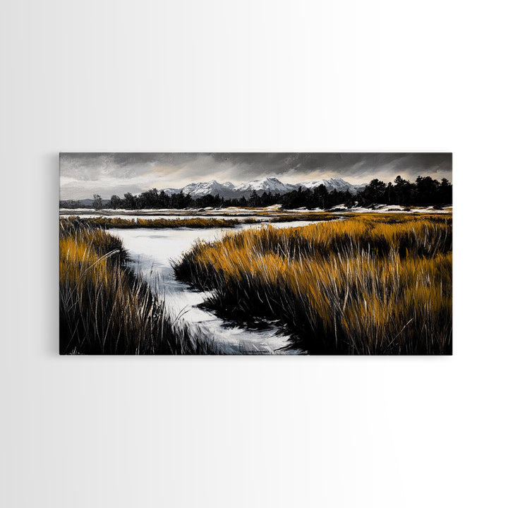 Mountain Marsh, Rustic Landscape, Fall Nature Art, Canvas Print, Cabin Wall Art, Country Home Decor, Living Room Artwork