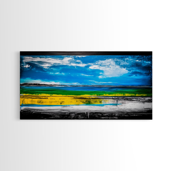 Bright Coastal, Blue and Green Ocean, Abstract Beach Art, Canvas Print, Modern Seaside Decor, Living Room Wall Art, Large Wall Art