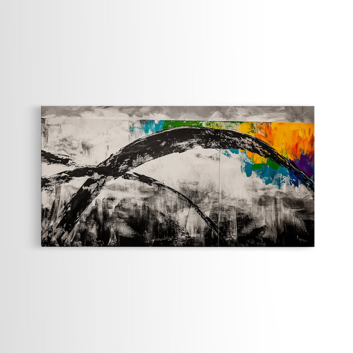 Abstract Arch, Black and White Art, Minimalist Style, Modern Abstract, Contemporary Painting, Neutral Tones, Office Wall, Canvas Print
