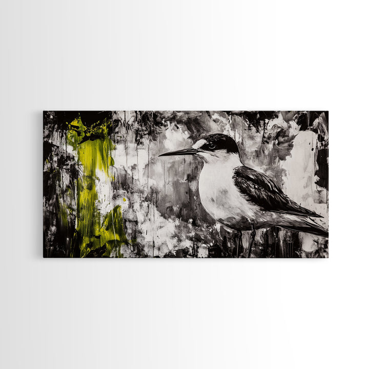 Black and White Bird, Modern Abstract, Minimalist Art, Canvas Print, Nature Wall Art, Office Wall Art, Boho Aesthetic Decor