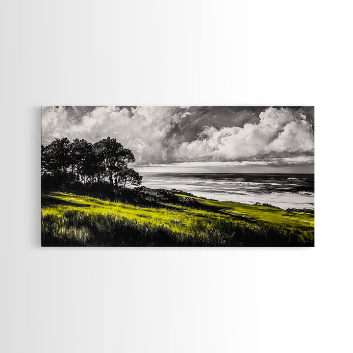 Coastal Landscape, Ocean View, Sunset Wall Art, Seaside Decor, Modern Seascape, Framed Canvas Print, Living Room Wall Art, Beach Painting