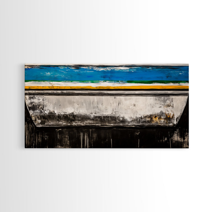 Abstract Boat, Coastal Wall Art, Nautical Decor, Large Canvas Print, Beach House Art, Modern Art, Living Room Wall Art, Blue Art