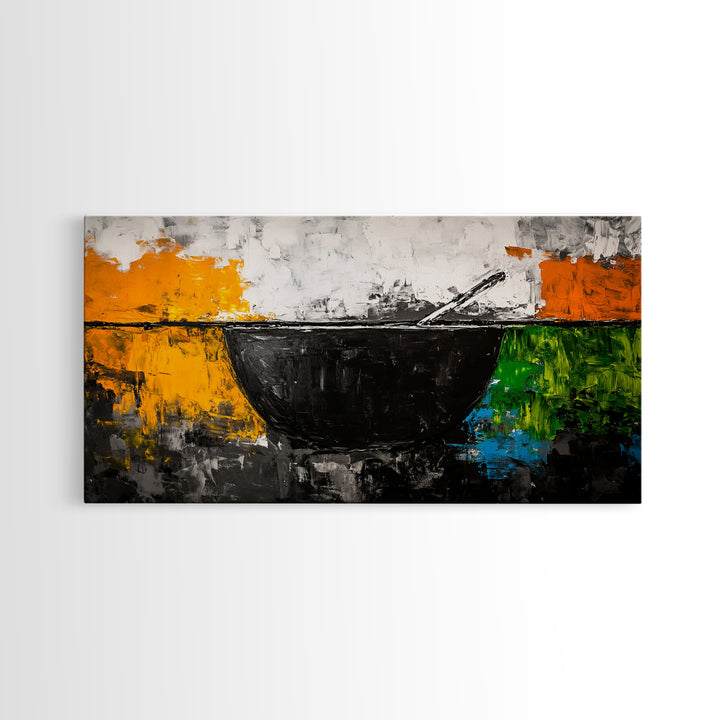 Abstract Bowl, Minimalist Kitchen Art, Modern Wall Decor, Framed Canvas Print, Contemporary Abstract Art, Dining Room Wall Art