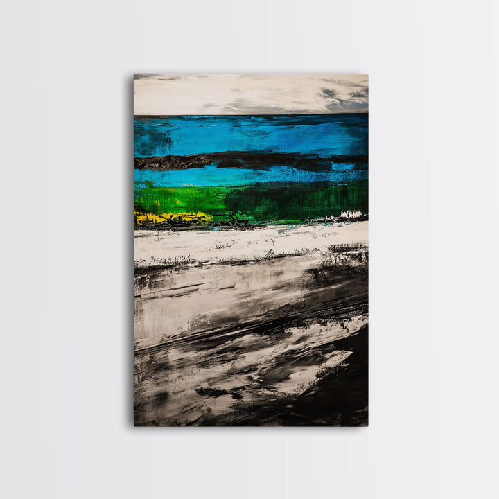 Blue Horizon, Abstract Seascape, Coastal Vibes, Nautical Decor, Framed Canvas Print, Living Room Art, Ocean Lovers Gift, Modern Wall Art