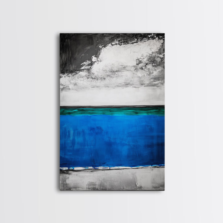 Blue Ocean, Minimalist Seascape, Canvas Print, Beach House Decor, Coastal Wall Art, Modern Abstract, Living Room Art, Nautical Decor