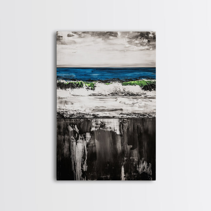 Abstract River, Black and White, Nature Art, Canvas Print, Serene Landscape, Minimalist Home Decor, Modern Wall Art