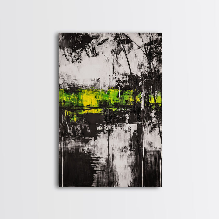 Abstract Forest, Black and White Art, Moody Nature Painting, Contemporary Wall Decor, Modern Office Art, Canvas Print