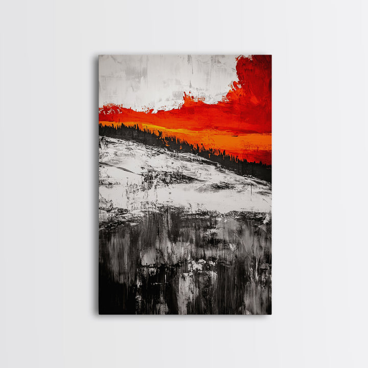 Sunset Horizon, Abstract Landscape, Fall Home Decor, Living Room Wall Art, Modern Wall Print, Nature Inspired, Framed Canvas Print