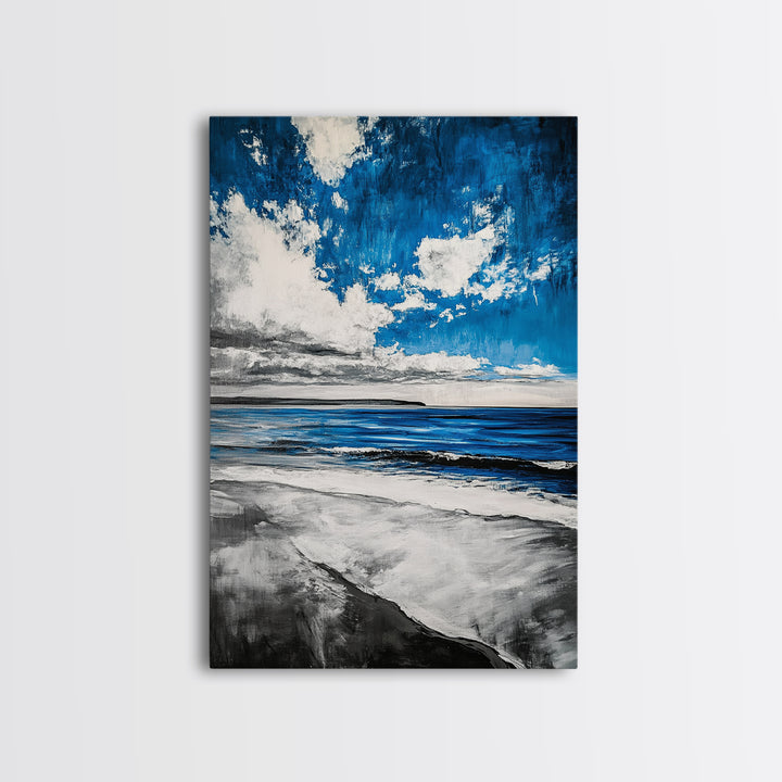 Blue Ocean, Tranquil Beach Scene, Coastal Home Decor, Seascape Wall Art, Nature Inspired, Modern Minimalist, Canvas Print