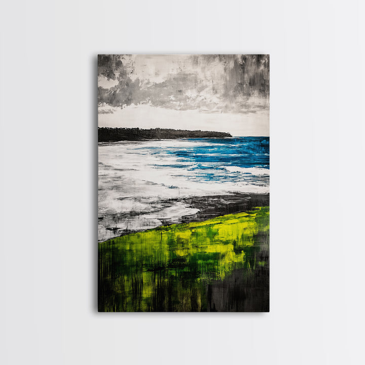 Coastal Serenity, Ocean View, Beach Horizon, Framed Canvas Print, Seascape Art, Modern Home Decor, Nautical Wall Art, Office Decor