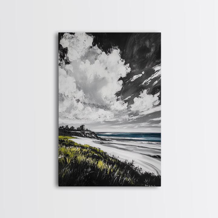 Castle View, Dramatic Seascape Art, Coastal Landscape Print, Nautical Decor, Ocean Lover Gift, Framed Canvas Print, Travel Aesthetic