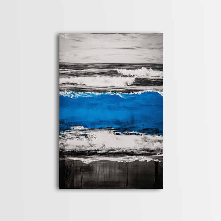 Rolling Waves, Beach Sunset, Blue Ocean, Canvas Print, Coastal Wall Art, Living Room Decor, Nautical Painting, Modern Seascape