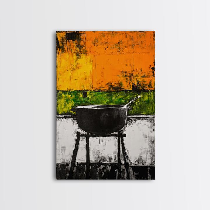 Abstract Kitchen Art, Modern Wall Decor, Rustic Cooking Print, Vibrant Boho Art, Large Wall Print, Dining Room Art, Framed Canvas Print