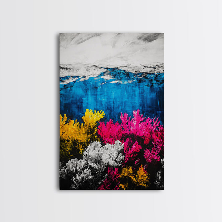 Coral Reef Print, Underwater Ocean Art, Coastal Wall Decor, Vibrant Marine Art, Nautical Wall Art, Beach House Decor, Framed Canvas Print