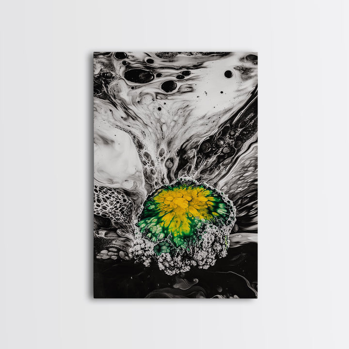 Abstract Fluid Art, Black and White Print, Modern Home Decor, Unique Swirl Art, Office Wall Art, Monochrome Aesthetic, Framed Canvas Print