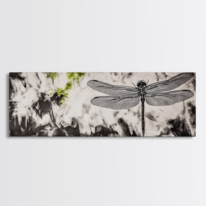 Dragonfly Sketch, Monochrome Nature, Canvas Print, Modern Wall Art, Minimalist Decor, Botanical Illustration, Bedroom Artwork