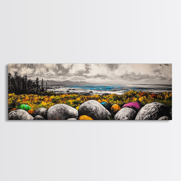 Ocean Landscape, Waves, Coastal Wall Art, Beach Decor, Framed Canvas Print, Living Room Art, Blue Seascape, Modern Art, Large Wall Art