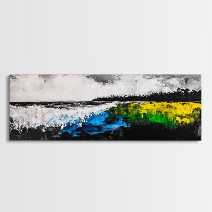 Abstract Beach, Coastal Canvas Print, Ocean Wall Art, Minimalist Seascape, Blue Art, Modern Decor, Living Room Art, Nautical Print