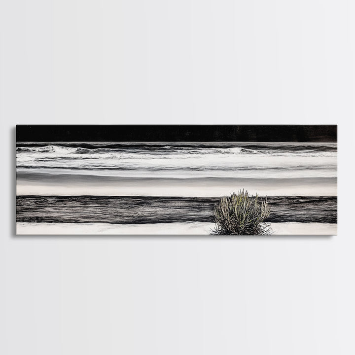 Black and White Seascape, Coastal Wall Art, Minimalist Ocean Art, Modern Beach Decor, Framed Canvas Print, Bedroom Art, Monochrome Landscape