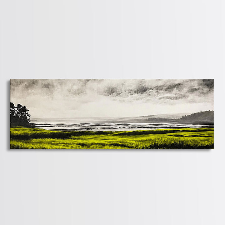 Rolling Hills, Golden Grasslands, Nature Painting, Framed Canvas Print, Rustic Decor, Large Landscape Art, Serene Home Wall Art