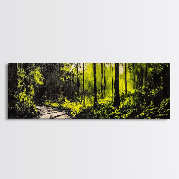 Dark Forest, Mystical Path, Framed Canvas Print, Nature Inspired Wall Art, Greenery Home Decor, Large Wall Art, Living Room Art
