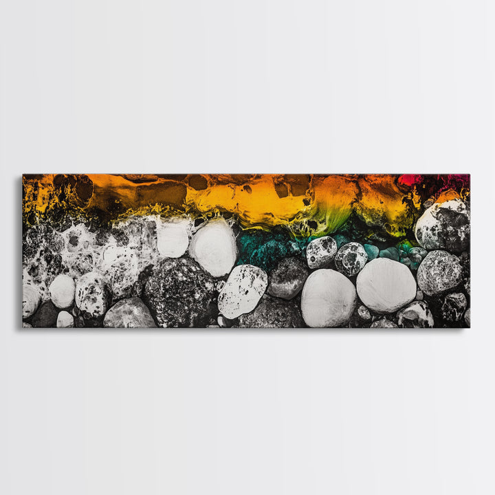 Abstract Stones, Modern Art, Vibrant Wall Decor, Canvas Print, Black White Orange, Office Art, Contemporary Home Decor, Large Wall Art
