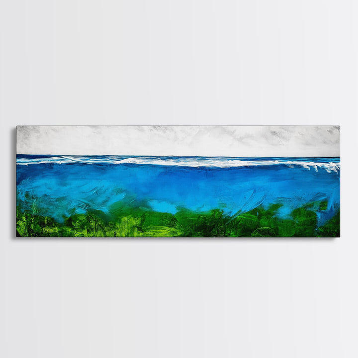 Deep Blue Ocean, Underwater Wall Art, Coastal Decor, Tranquil Seascape, Modern Beach Art, Large Canvas Print, Living Room Art