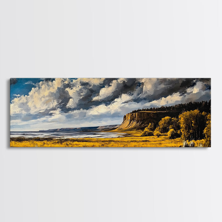 Dramatic Cliffs, Western Landscape, Bold Sky Art, Rustic Decor, Large Landscape Print, Wilderness Wall Art, Framed Canvas Print, Office Art