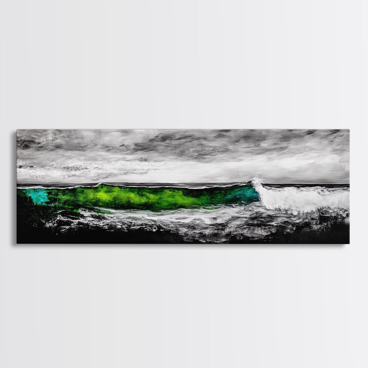 Rolling Waves, Coastal Decor, Stormy Seascape Print, Blue and White Art, Beach House Wall Art, Nautical Home Style, Framed Canvas Print