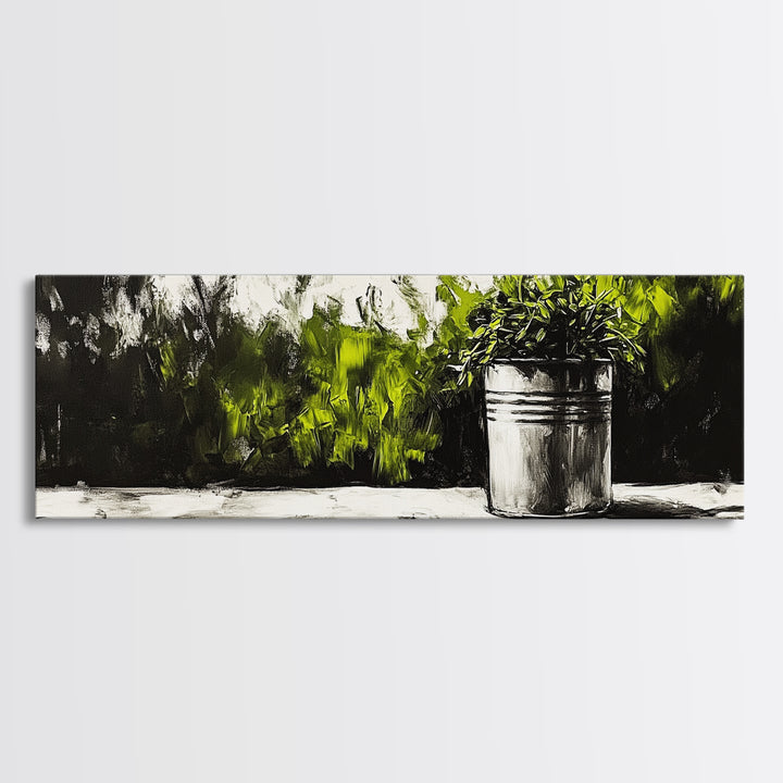 Potted Plant, Botanical Wall Art, Greenery Decor, Modern Minimalist Painting, Nature Inspired Home, Kitchen Wall Print, Canvas Print