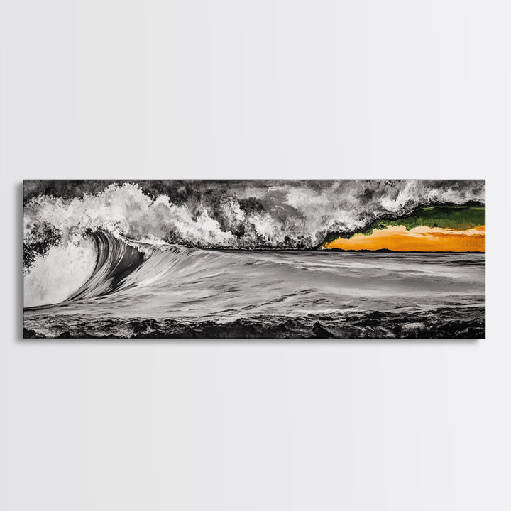 Dramatic, Ocean Wave, Black and White, Canvas Print, Coastal Wall Art, Modern Home Decor, Large Wall Art, Minimalist Art, Bedroom Wall Art
