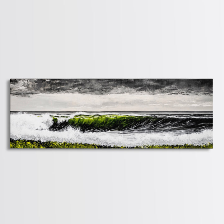 Ocean Wave, Coastal Wall Art, Black and White Print, Framed Canvas Print, Nautical Decor, Surf Art, Modern Home Decor