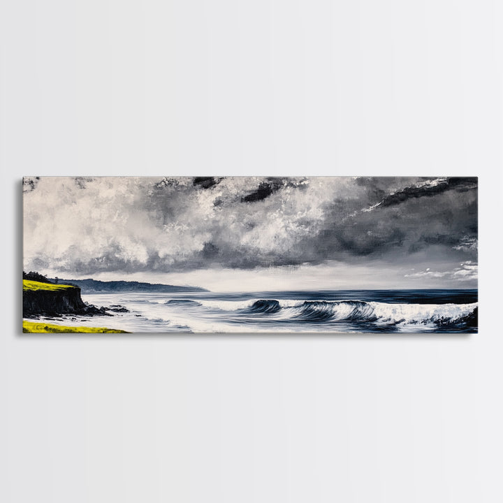 Stormy Waves, Coastal Landscape, Dramatic Ocean, Canvas Print, Nautical Wall Art, Beach House Decor, Seascape Painting, Living Room Art