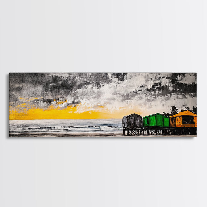 Coastal Retreat, Beach House Decor, Ocean Art, Canvas Print, Tropical Sunset Painting, Seaside Landscape, Serene Beach Art, Nautical Wall Art