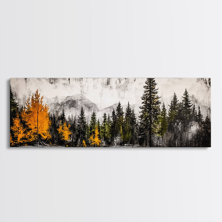 Autumn Forest, Mountain Landscape, Framed Canvas Print, Fall Wall Art, Nature Decor, Rustic Home Art, Modern Cabin Print, Office Art