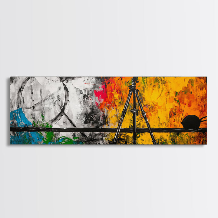 Photographer Tripod, Abstract Art, Framed Canvas Print, Artistic Studio Decor, Modern Wall Art, Creative Home Artwork, Gift Idea