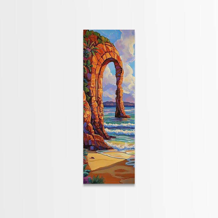 Ocean Arch, Coastal Vibes, Nature Escape, Canvas Print, Coastal wall art beach scene, vibrant seascape painting, boho bedroom decor