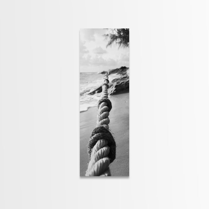 Nautical Rope, Coastal Focus, Rustic Texture, Canvas Print, Nautical wall art, Beach house decor, Minimalist bathroom art, Coastal bedroom print