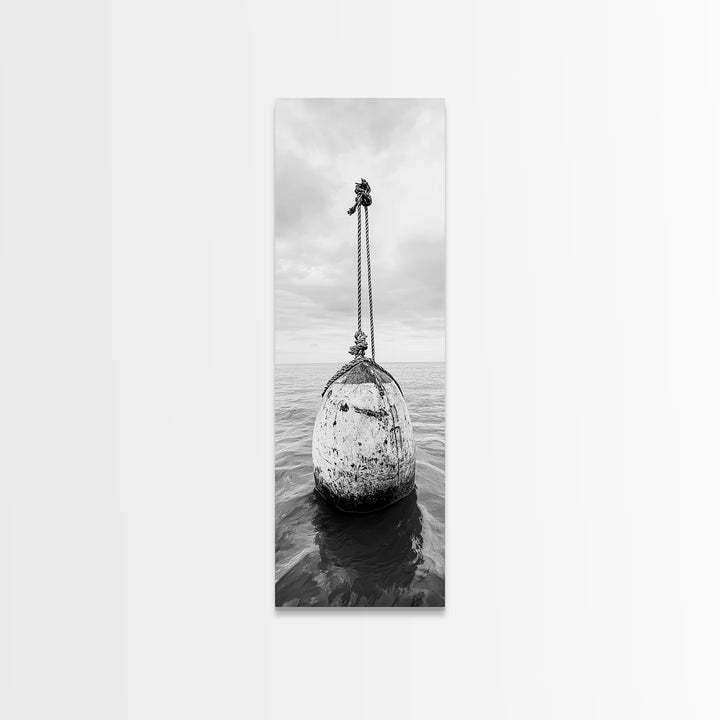Nautical Buoy, Ocean Rope, Minimal Seascape, Framed Canvas Print, Coastal Wall Art, Bathroom Decor, Modern Nautical Art, Minimalist Home