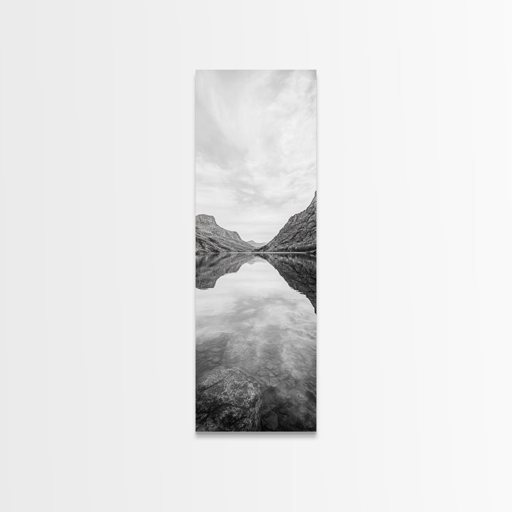 Mountain Lake, Glassy Water, Serene Reflection, Canvas Print, Bedroom Wall Art, Nature Photography, Minimalist Decor, Tranquil Vibe