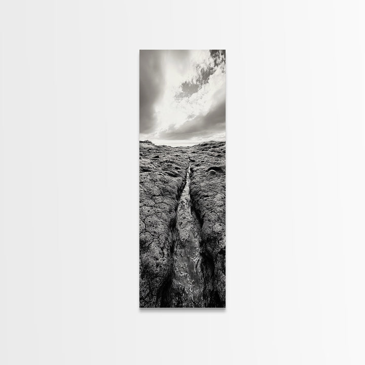 Lava Rock Path, Ocean Texture, Earth Flow, Framed Canvas Print, Coastal Bathroom Decor, Minimalist Natural Art, Moody Landscape Print